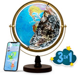 with Interactive APP & LED Illuminated Constellations at Night, US-Patented STEM education 10" World Globe with Detailed map
