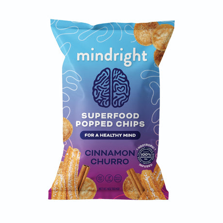 MINDRIGHT Superfood Vegan Nootropic Snack Popped Veggie Chips Variety Pack - Gluten Free Non-Gmo Grain Free - Brain Food Healthy Chips To Help Enhance Mood, Energy & Focus (4oz, 4 Pack)