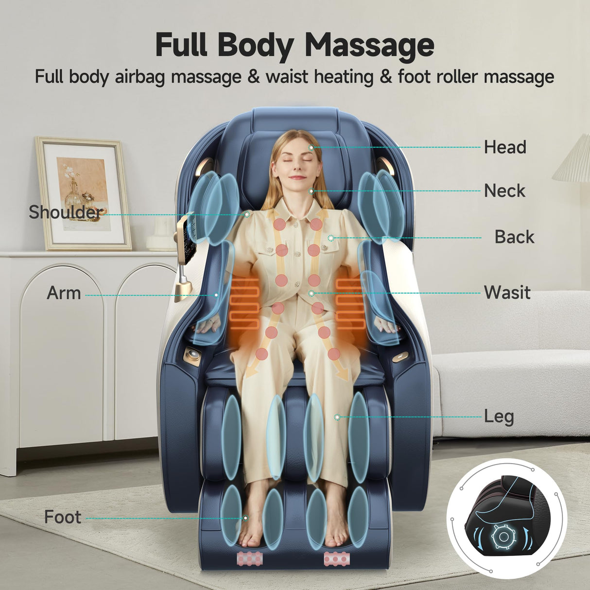 Real Relax Massage Chair Favor-06, Full Body Zero Gravity SL-Track Shiatsu Massage Recliner Chair with APP Control, Brown