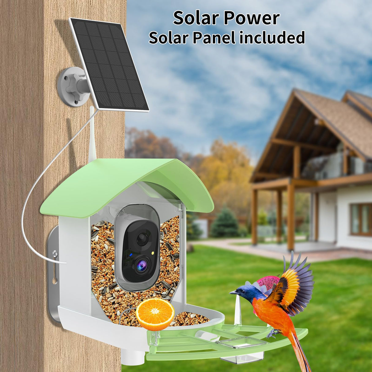 Bird Feeder with Camera,AI Identify Birds Species,Smart Birds Camera with Solar Powered,Auto Record 2K Birds Video in Backyard,Instant Notifications,Ideal Gifts for Family and Bird Lovers,Navy Blue