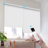 Motorized Smart Blind for Window with Remote Control, Automatic Blackout Roller Shade Customizable Size,with Valance Child Safety Rechargeable Battery Blinds (Full Blackout Black)