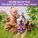 QDAN Premium Dog Toys Balls, Dog Soccer Ball with Straps, Dog Birthday Gifts, Herding Ball, Durable Balls for Small Medium Pet, Puppy Outdoor Toy, Pet Training Soccer Ball, World Cup Soccer (6 Inch)