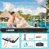 AWSUM Inflatable Floating Dock Air Dock Platform Floating Island Raft with None-Slip Surface for Pool Beach Ocean