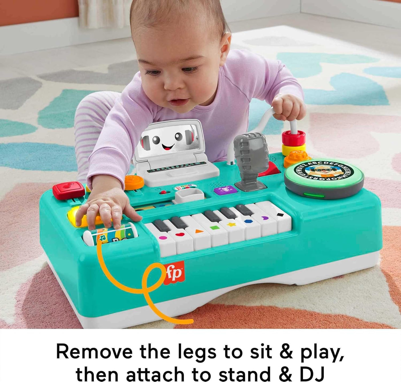 Fisher-Price Laugh & Learn Baby & Toddler Toy Mix & Learn DJ Table Musical Activity Center with Lights & Sounds for Ages 6+ Months