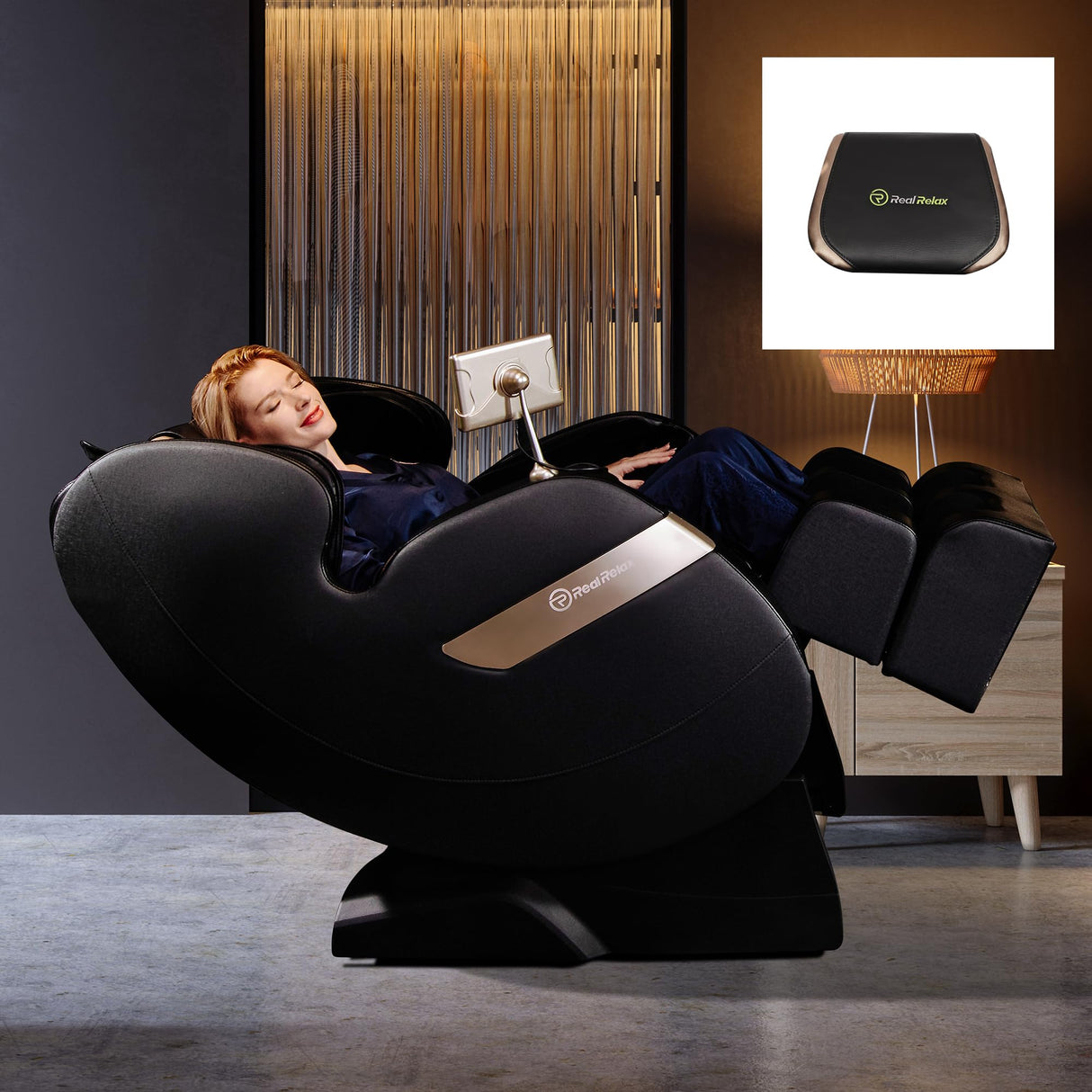 Real Relax 2024 Dual Core S Track Full Body Zero Gravity Massage Chair Recliner with App Control, Black