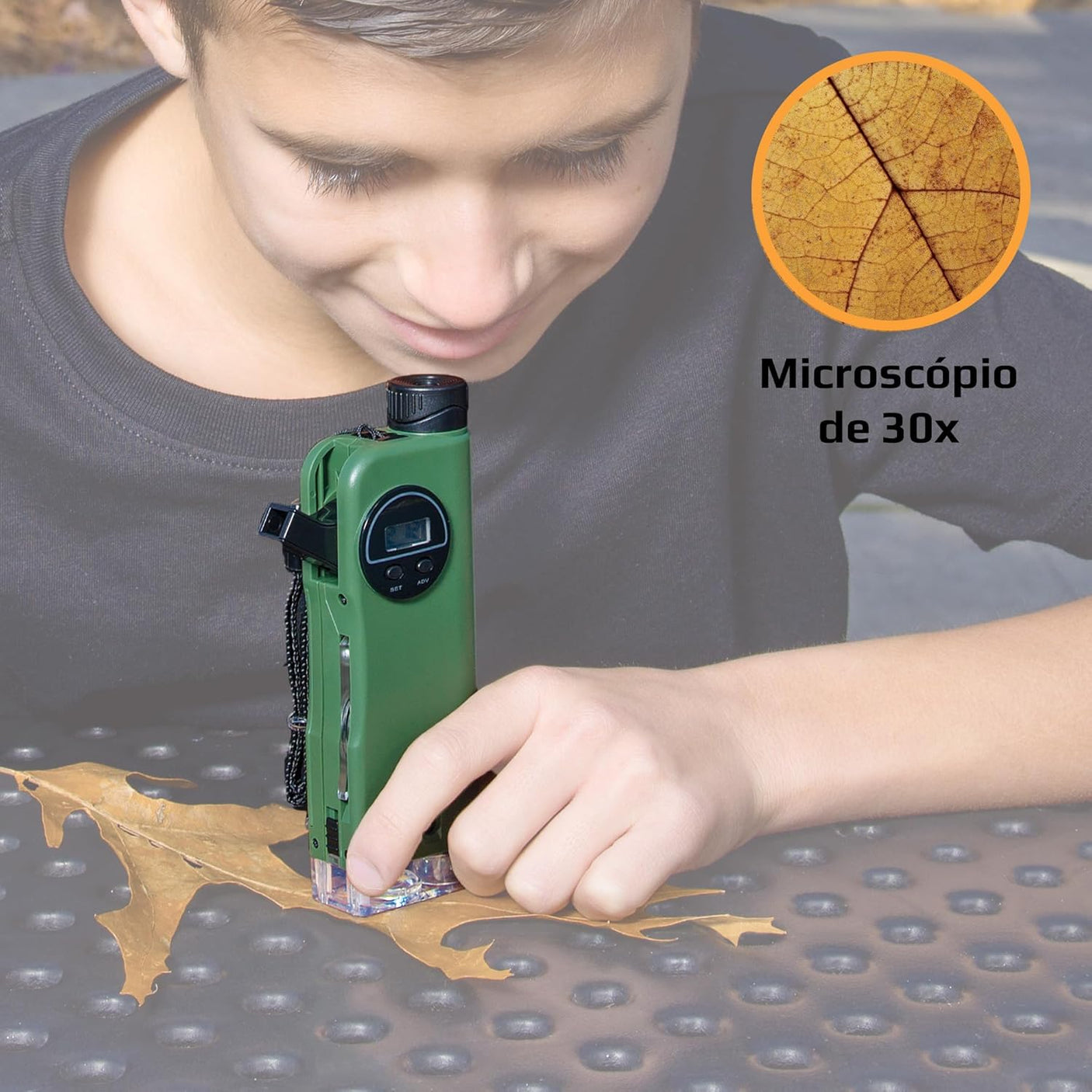 Carson X-Scope Kids 7 Function Multi Purpose Optical Pocket Tool with 30x Microscope, 8x Telescope, 9x Fold-Out Magnifier, Flashlight, Signal Whistle, Directional Compass and Digital Clock (CP-11)