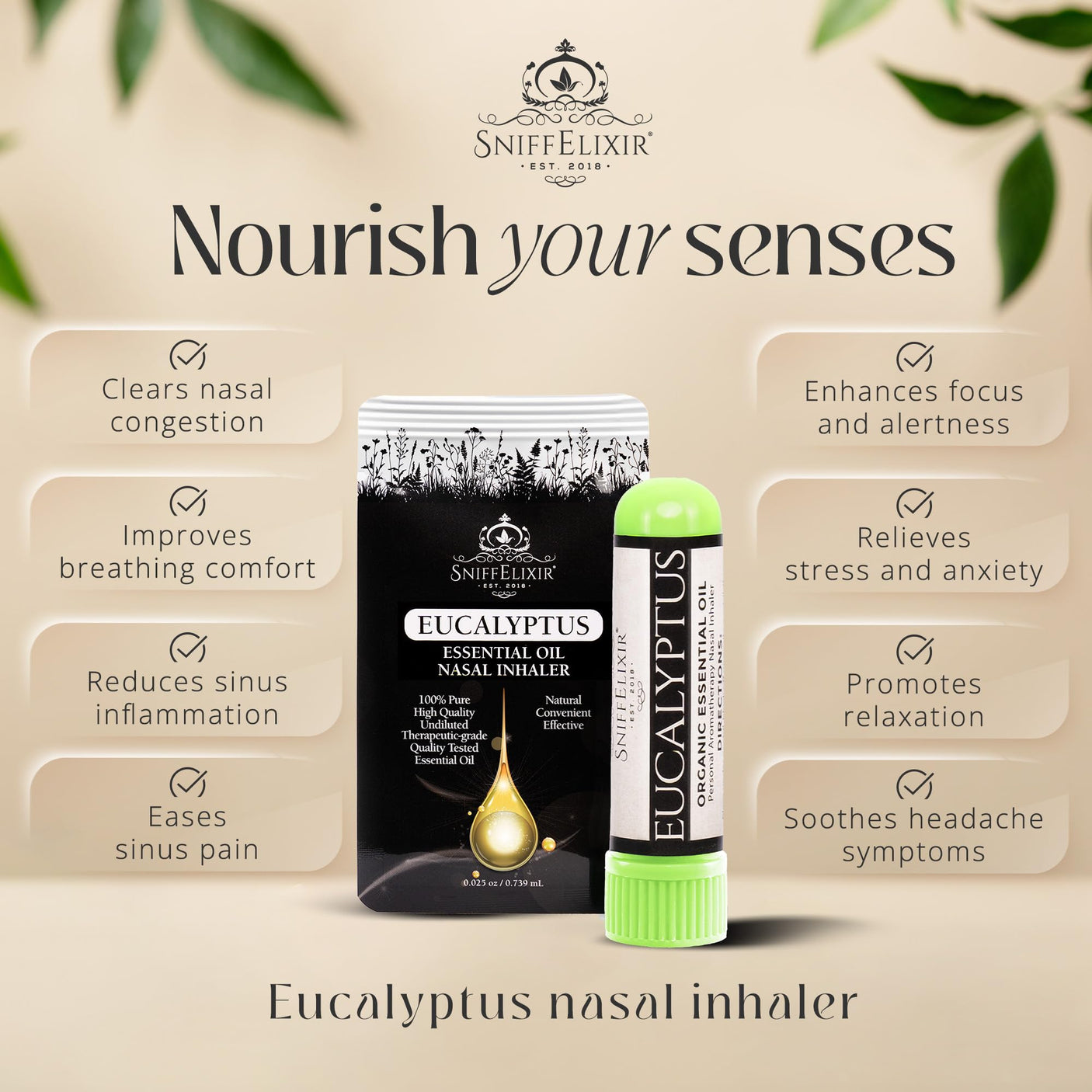 Nasal Stick Inhaler Lavender Nasal Aromatherapy Inhaler - Natural Essential Oil Inhaler for Calm Mind, Mood Boost Nausea Inhaler Relaxation Gifts Nasal Inhaler Stick Portable Nasal Inhalers for Adults