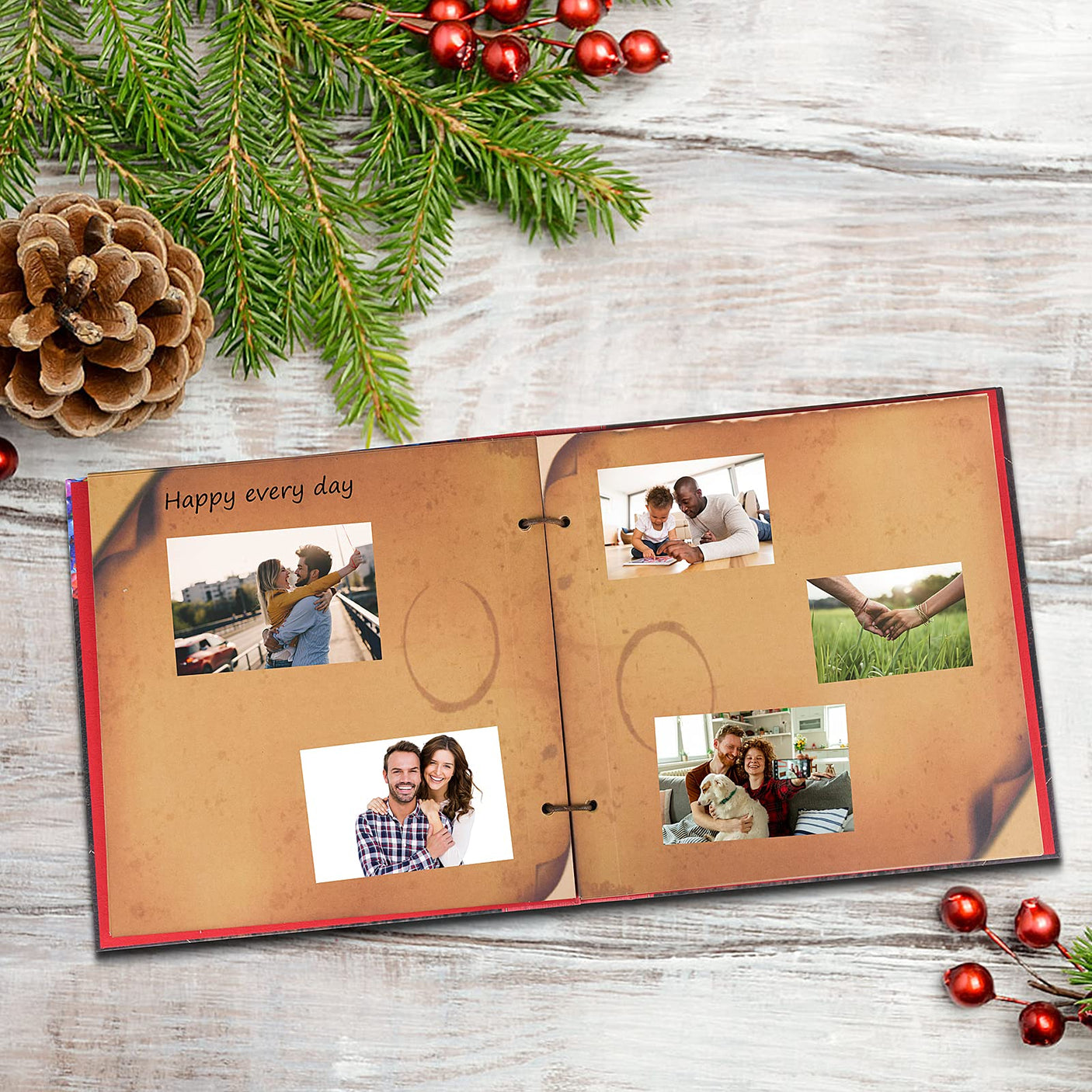 Scrapbook Photo Album,Our Adventure Book, Embossed Words Hard Cover Movie Up Travel Scrapbook for Anniversary, Wedding, Travelling, Baby Shower, etc (Adventure Book)