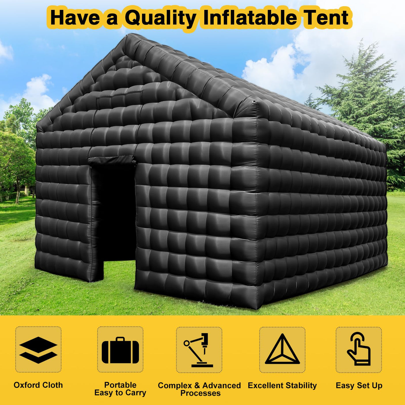CZGBRO Inflatable Nightclub, 20x16.5x14FT Disco Air Cube Tent, Inflatable Night Club Square Gazebo Event Room Tent House for Event Exhibition Wedding Business/Private Use(White)