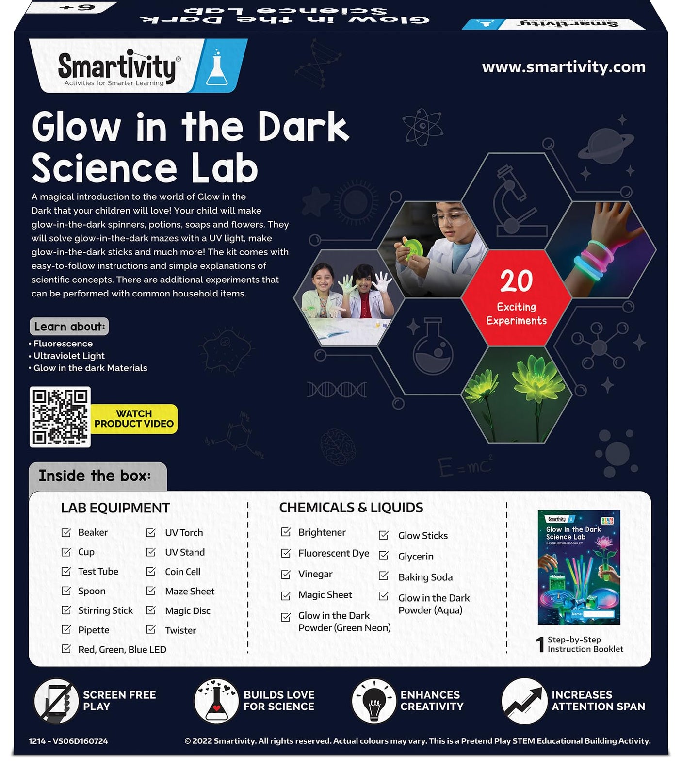 Smartivity Glow Magic Science Kit for Kids Ages 6-7-8-9-10-11-12 Years | 20 Amazing Science Experiments I Birthday Gifts for Boys & Girls | STEM Kit Toy for 6-12 Years Old