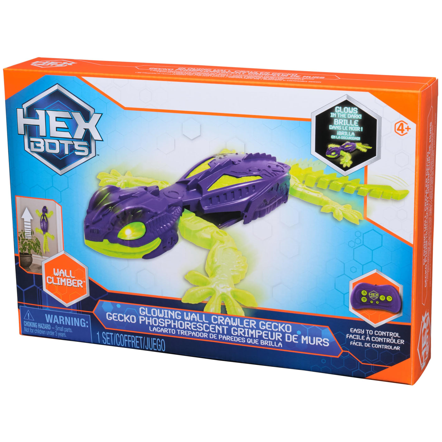 HEX BOTS Wall Crawler Gecko, Rechargeable Remote Control Robot Kids Toys, Climbs up Walls, RC Robot Toys for Boys & Girls Ages 4 & Up