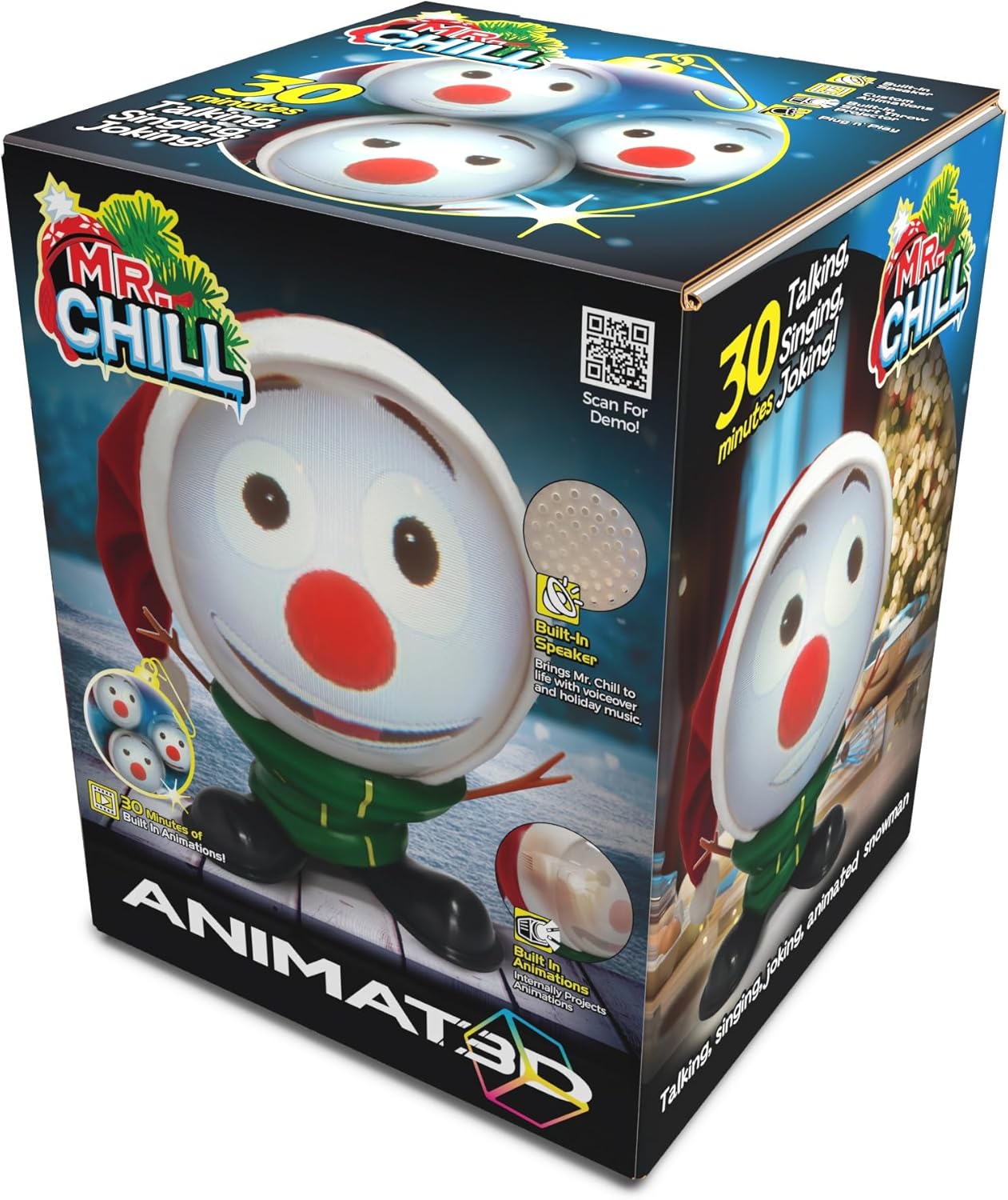 Mr. Chill Talking Animated Snowman with Built in Projector & Speaker Plug'n Play