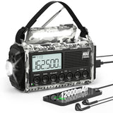 NOAA Weather Radio, Emergency Hand Crank Radio with Solar Charger, Portable Battery Operated AM FM Shortwave Radio with LED Flashlight, USB Charger, Earbud Jack, SOS Alert for Home Survival Hurricane