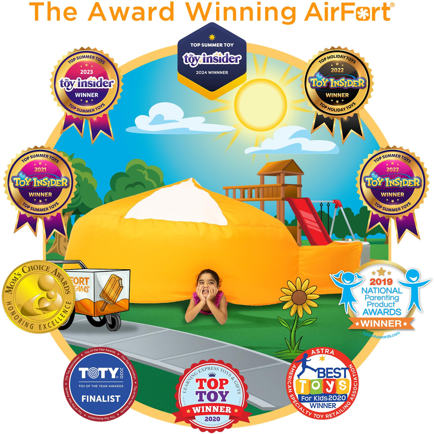 The Original Patented AirFort - Build A Fort in 30 Seconds, Inflatable Fort for Kids, Play Tent for 3-14 Years, A Playhouse Where Imagination Runs Wild, Fan not Included (Starry Night)