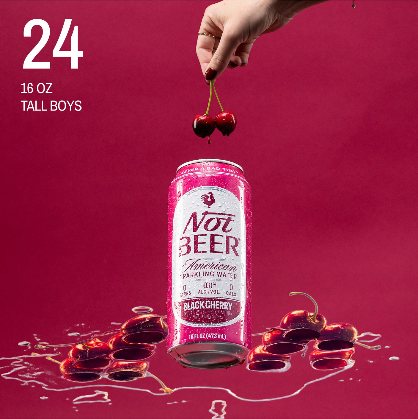 Not Beer American Sparkling Water, Original, 99.9% Pure, Mineral & Electrolyte Blend, Unflavored Carbonated Water, Made in America, Plain Sparkling Water, 16 Oz Tallboy Cans, 8 Pack