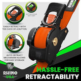 Rhino USA Retractable Ratchet Straps (4-Pack) - 1 Inch x 10 Feet (1,209lb Break Strength) - Heavy Duty Auto Self Retracting Tie Down Straps for Truck, Cargo Trailer, Motorcycle, Rad & More - Green