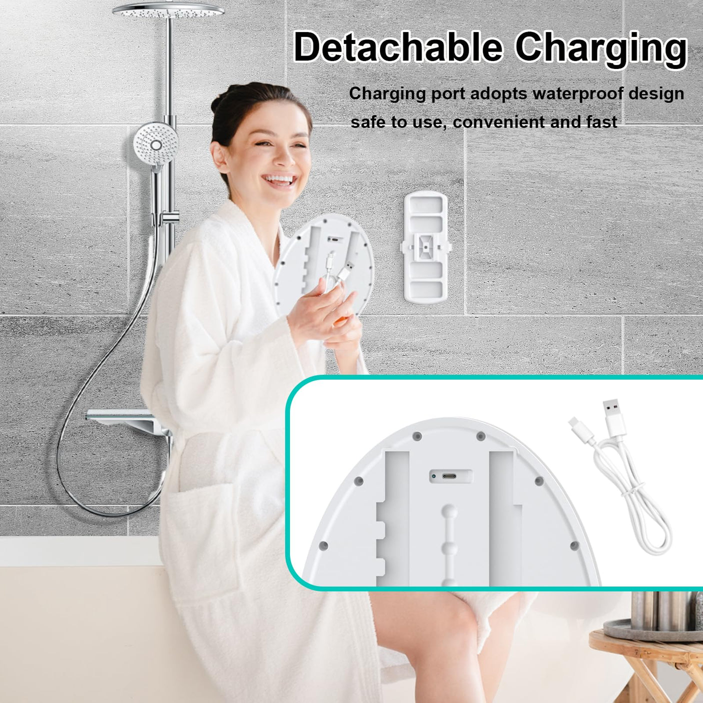 Electric Back Scrubber for Shower, Wall Mounted Electric Shower Back Scrubber, Dry Brushing Body Brush for Bathing, Cleansing, Exfoliating and Massaing, with 3 Spin Skin Bath Brush Heads