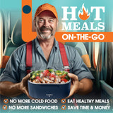 TRAVELISIMO Electric Lunch Box for Adults 80W Heated Lunch Box For Men 1.5L Stainless Steel Portable Food Warmer, 12/24/110V Electric Food Warmers for Travel & Work, Loncheras Para Hombres de Trabajo