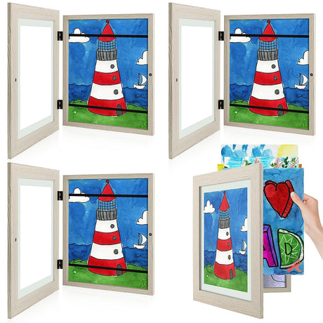 Golden State Art, 10x12.5 Kids Art Frames, Front-Opening Picture Frame Great for Kids Drawings, Artworks, Children Art Projects, Schoolwork, Home or Office (Walnut Set of 2)