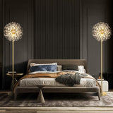 BesLowe 69'' Crystal Floor Lamp for Living Room, Modern Standing Lamp with 738PCS K9 Crystals, Tall Lamp Pole Light for Bedroom Office, Mid Century Gold Floor Lighting with 9 LED Bulbs, Antique Brass