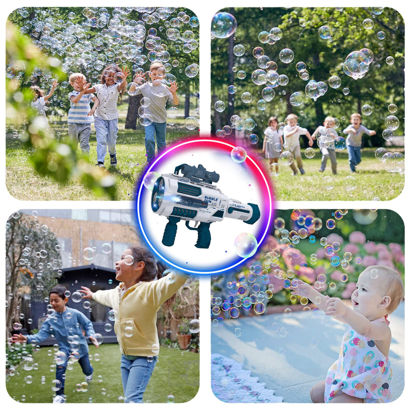 Automatic Gatling Bubble Gun,That Produces Thousands of Bubbles per Minute, Suitable for Children and Adults and Perfect for Indoor and Outdoor Birthday Parties for Girl Boy