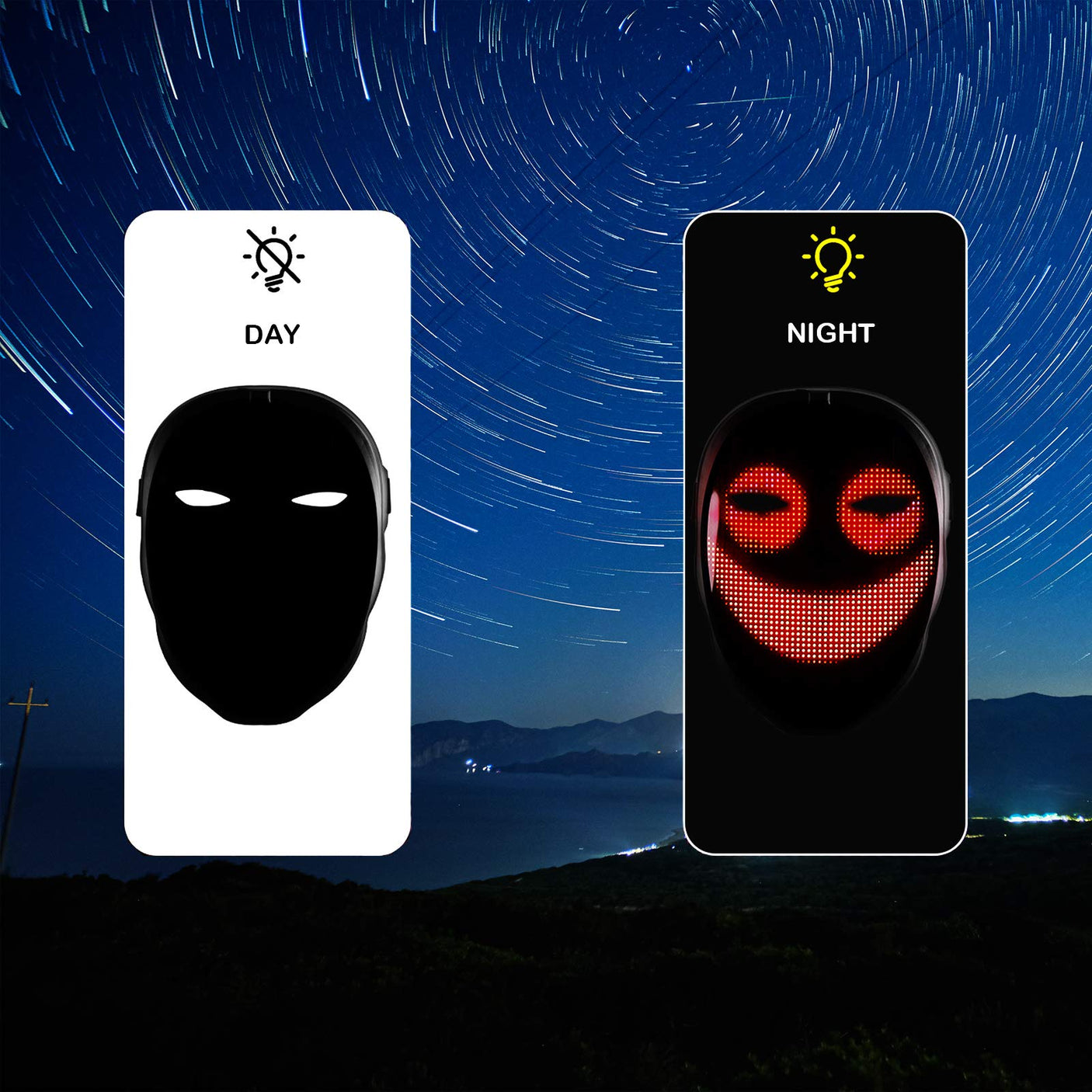 Depointer Life Led Mask with Rechargeable Bluetooth-compatible App Controlled, Customizable led mask, Lighted Face Transforming Mask, unisex-Adult