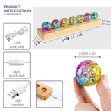 7 Chakra Natural Healing Spheres with LED Wooden Stand 40mm Crystal Quartz Stones for Meditation Positive Energy Night Light Decoration Balls Set for Home