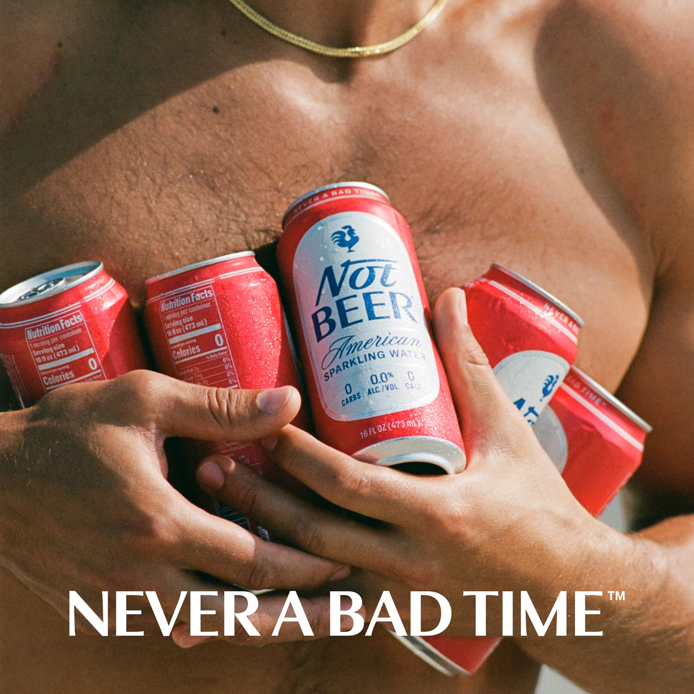 Not Beer American Sparkling Water, Original, 99.9% Pure, Mineral & Electrolyte Blend, Unflavored Carbonated Water, Made in America, Plain Sparkling Water, 16 Oz Tallboy Cans, 8 Pack