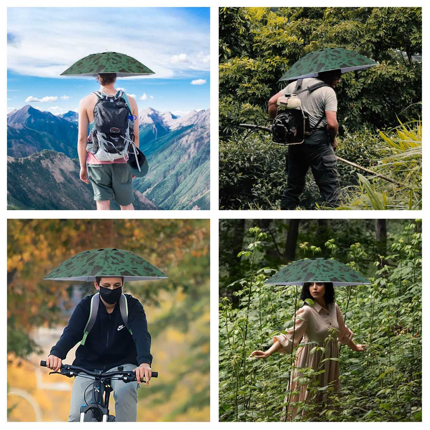 NEW-Vi Fishing Umbrella Hat Folding Adjustable Sun Rain Cap, 37.4”Oversize Hands Free Umbrellas, 7-Ribs Anti-UV Waterproof Headwear for Fishing Gardening Golf Sunshade Outdoor