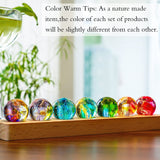 7 Chakra Natural Healing Spheres with LED Wooden Stand 40mm Crystal Quartz Stones for Meditation Positive Energy Night Light Decoration Balls Set for Home