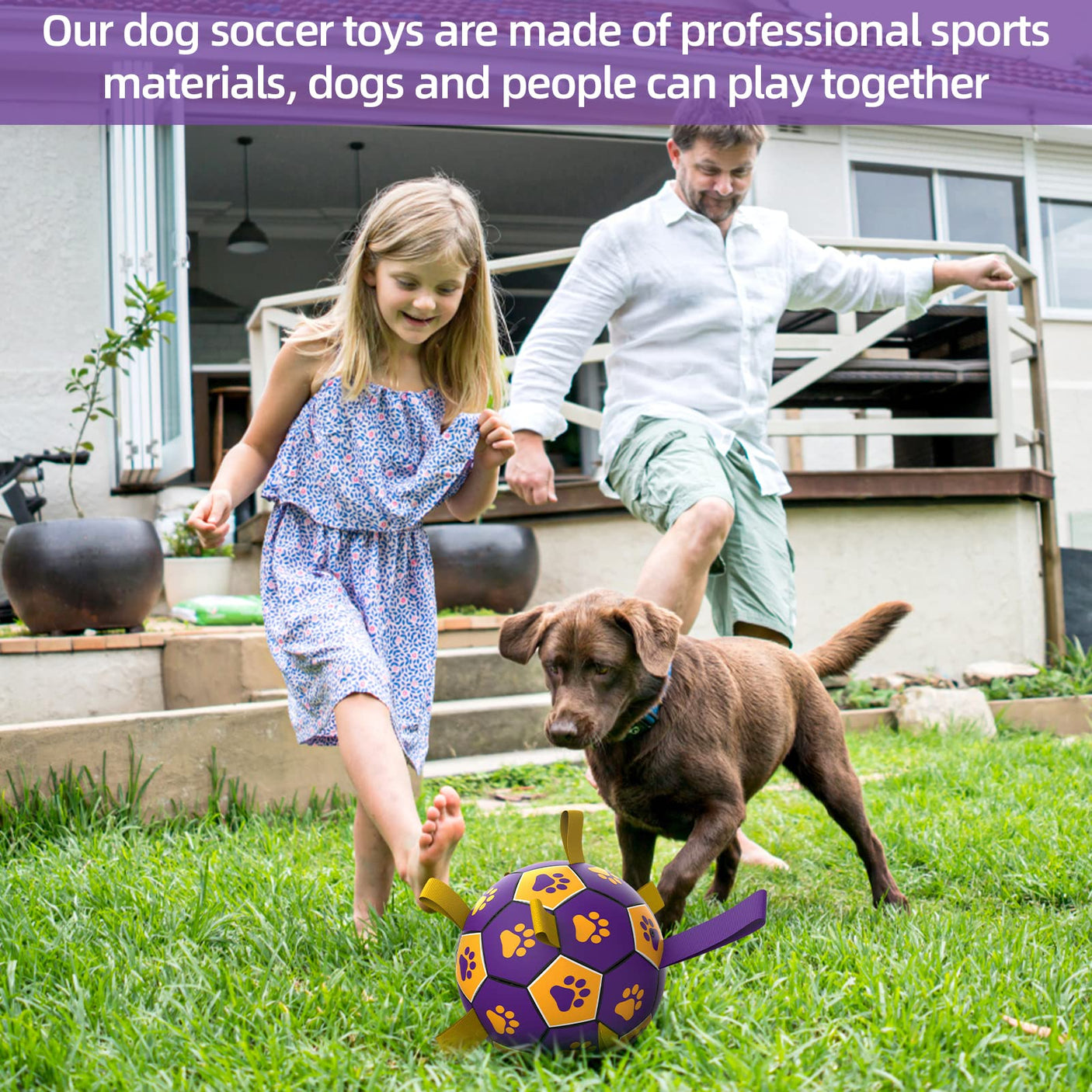 QDAN Premium Dog Toys Balls, Dog Soccer Ball with Straps, Dog Birthday Gifts, Herding Ball, Durable Balls for Small Medium Pet, Puppy Outdoor Toy, Pet Training Soccer Ball, World Cup Soccer (6 Inch)