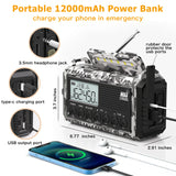 NOAA Weather Radio, Emergency Hand Crank Radio with Solar Charger, Portable Battery Operated AM FM Shortwave Radio with LED Flashlight, USB Charger, Earbud Jack, SOS Alert for Home Survival Hurricane