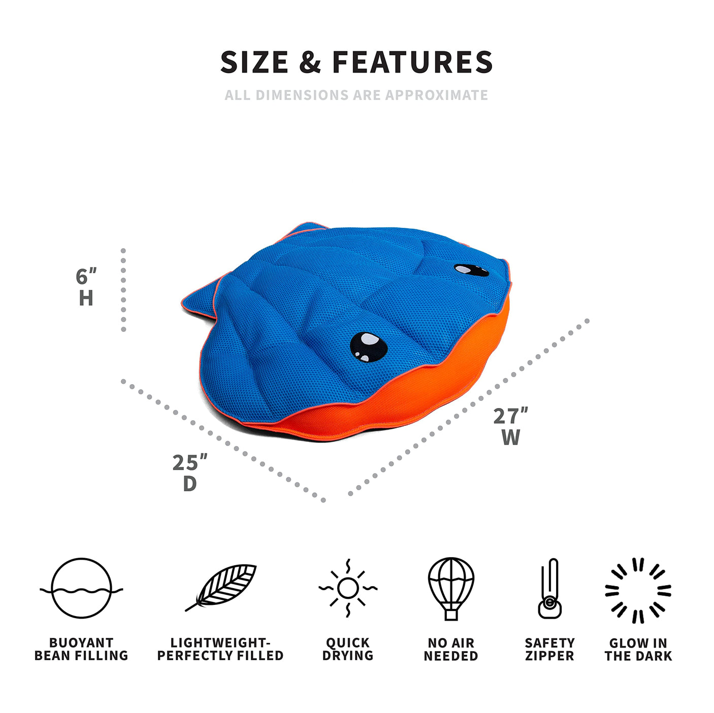 Big Joe Pool Petz Animal Pool Toy Float, Quick Draining Fabric