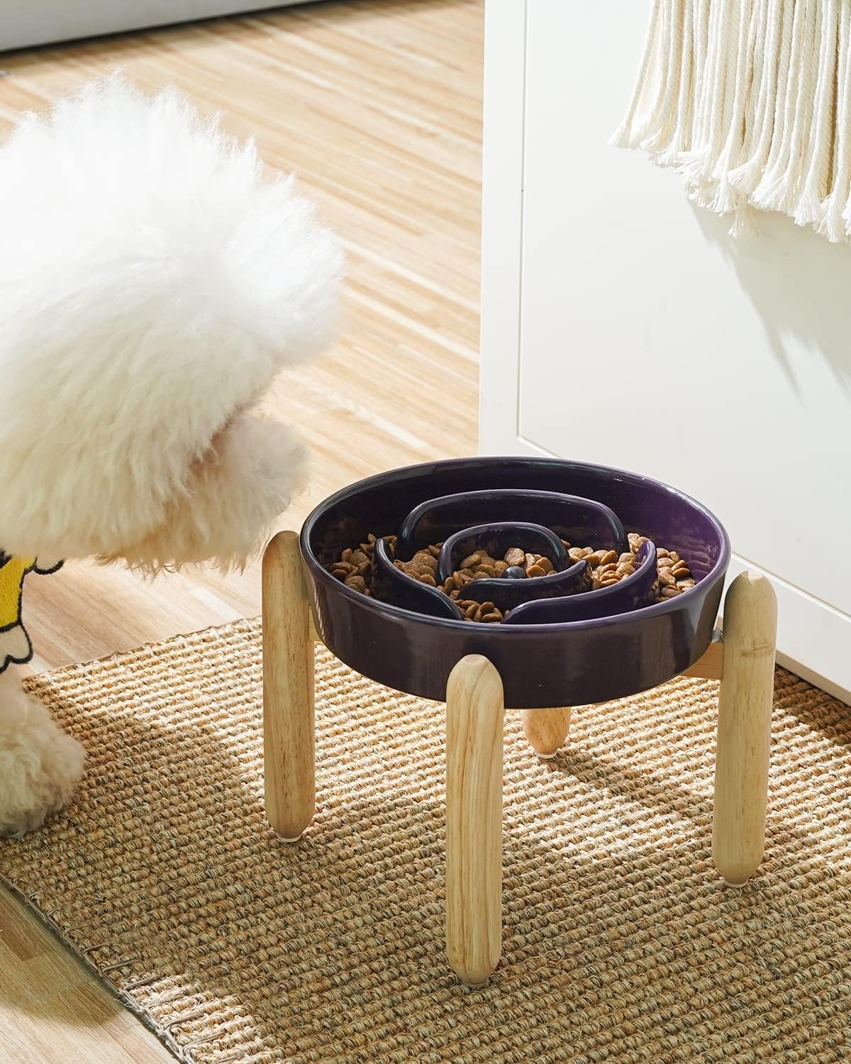 LE TAUCI Dog Bowls Slow Feeder Ceramic, 1.5 Cups Slow Feeding Dog Bowl Small Medium Breed, Puppy Slow Feeder Bowl for Fast Eater, Dog Dishes to Slow Down Eating, Puzzle Dog Food Bowl, Maze Purple