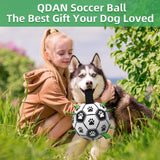 QDAN Premium Dog Toys Balls, Dog Soccer Ball with Straps, Dog Birthday Gifts, Herding Ball, Durable Balls for Small Medium Pet, Puppy Outdoor Toy, Pet Training Soccer Ball, World Cup Soccer (6 Inch)