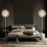BesLowe 69'' Crystal Floor Lamp for Living Room, Modern Standing Lamp with 738PCS K9 Crystals, Tall Lamp Pole Light for Bedroom Office, Mid Century Gold Floor Lighting with 9 LED Bulbs, Antique Brass