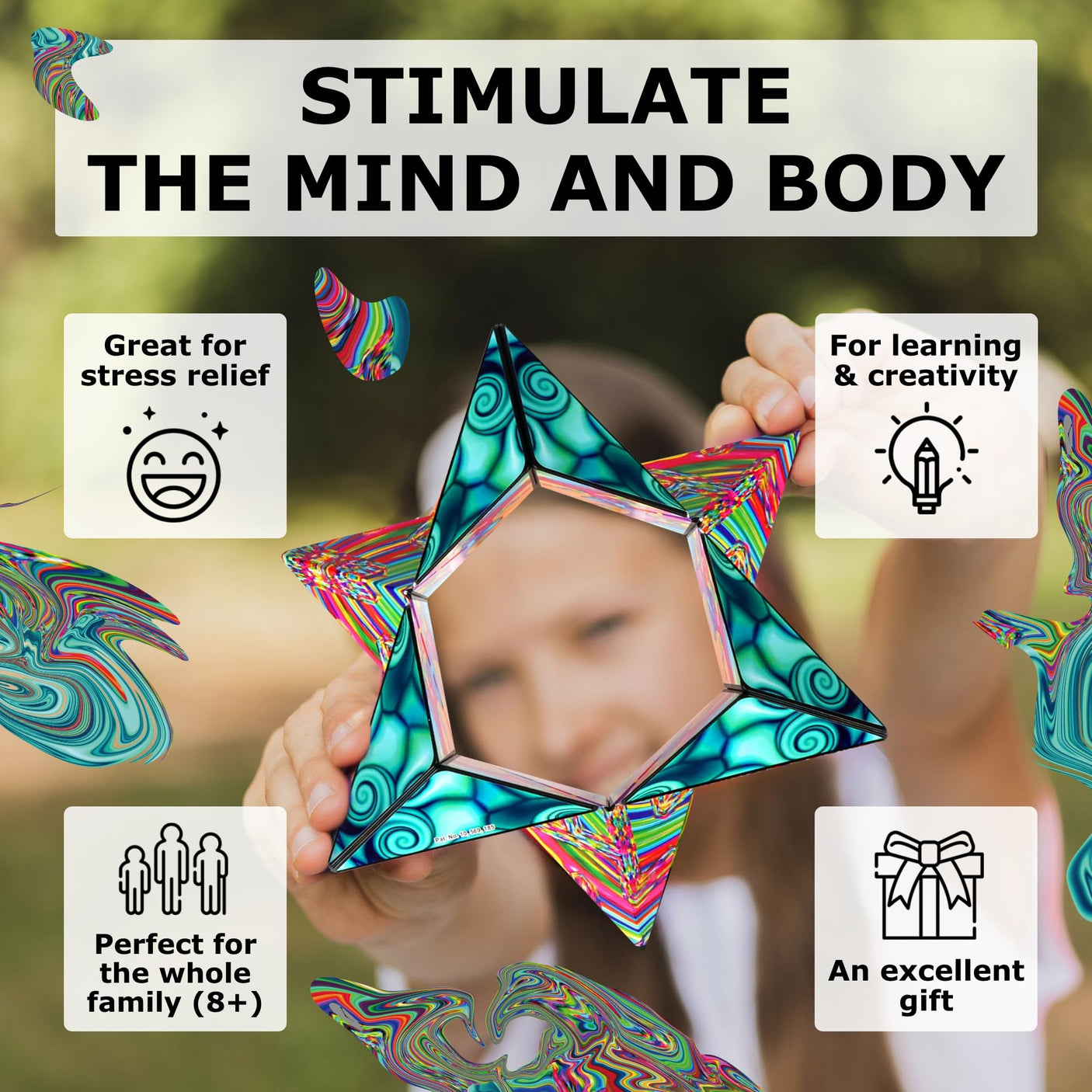 SHASHIBO Holographic Shape Shifting Box - STEM Magnetic Fidget Cube That Transforms Into Over 70 Shapes, Download Fun in Motion Toys Mobile App (Vapor)