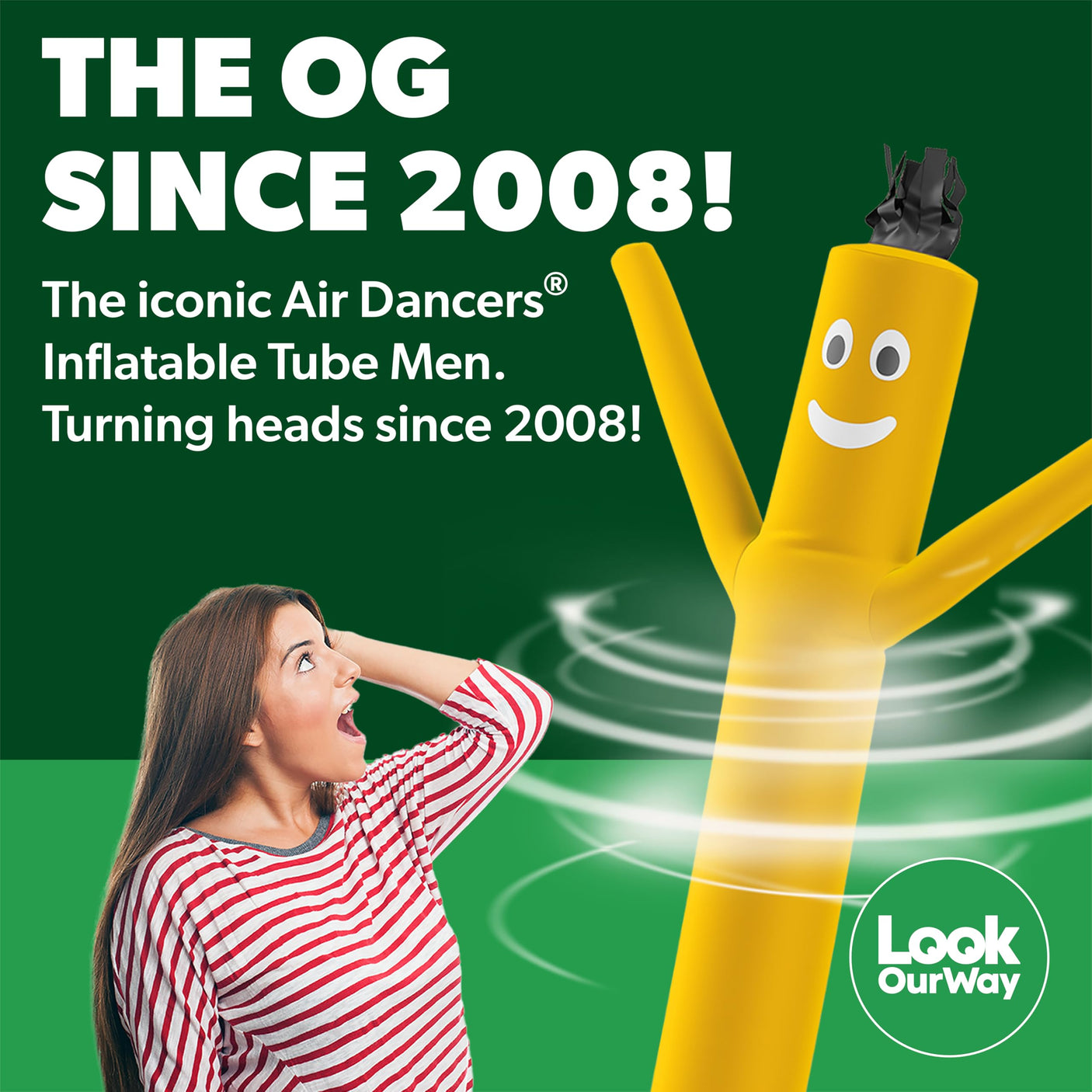 LookOurWay Air Dancers Wacky Waving Inflatable Tube Man Set - 10 Feet Tall Inflatable Dancing Man with Blower - Red