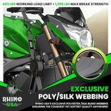 Rhino USA Retractable Ratchet Straps (4-Pack) - 1 Inch x 10 Feet (1,209lb Break Strength) - Heavy Duty Auto Self Retracting Tie Down Straps for Truck, Cargo Trailer, Motorcycle, Rad & More - Green