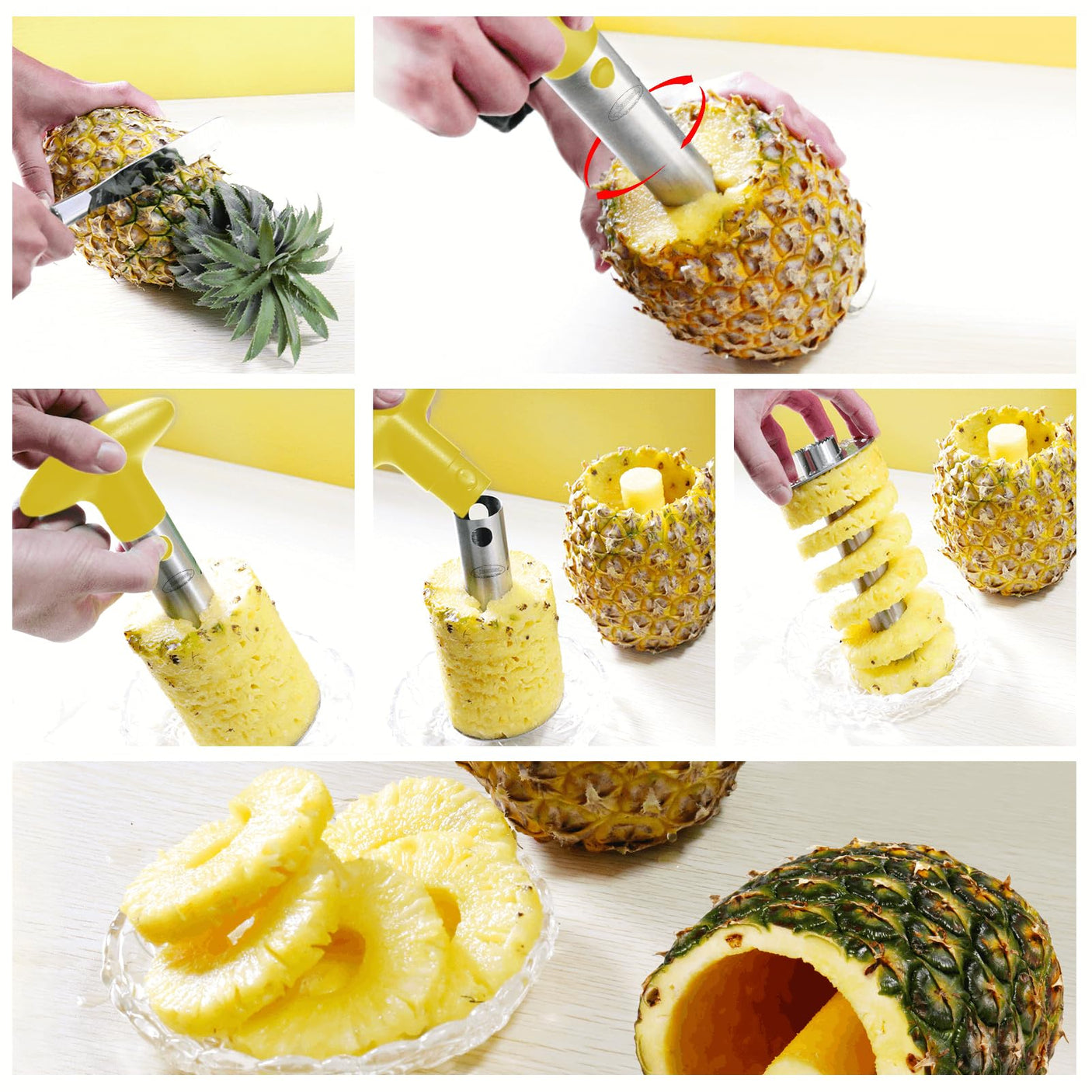 Pineapple Corer, [Upgraded, Reinforced, Thicker Blade] Newness Premium Pineapple Corer Remover (Black)