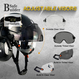 Industrial Safety Helmet with Visor Ear Muffs Hard Hat with Visor Vented Hardhats Construction Work Head Protection ANSI