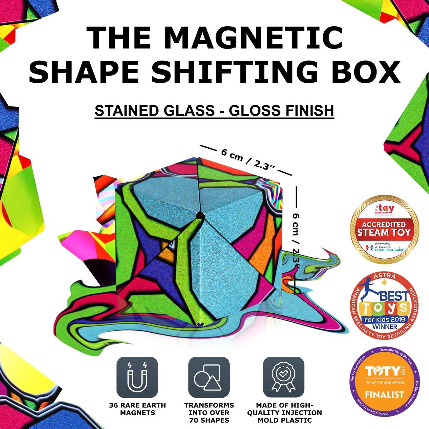 SHASHIBO Holographic Shape Shifting Box - STEM Magnetic Fidget Cube That Transforms Into Over 70 Shapes, Download Fun in Motion Toys Mobile App (Vapor)