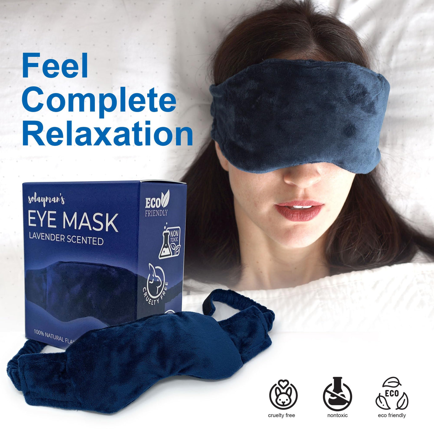 Weighted Lavender Eye Mask for Sleeping, Yoga, Dry Eyes - Great Relaxation Gifts for Mom, Dad, Women, Men - Aromatherapy Lavender Eye Pillow Gift (Navy Blue)