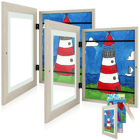 Golden State Art, 10x12.5 Kids Art Frames, Front-Opening Picture Frame Great for Kids Drawings, Artworks, Children Art Projects, Schoolwork, Home or Office (Walnut Set of 2)