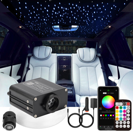 CHINLY Two-Color 1000pcs Twinkle Starlight Headliner Kit 1000 Piece Star Lights for Car,13.1ft Car Star Lights,APP RGBW Fiber Optic Lights Starlights Headliner Kit for Home Theater