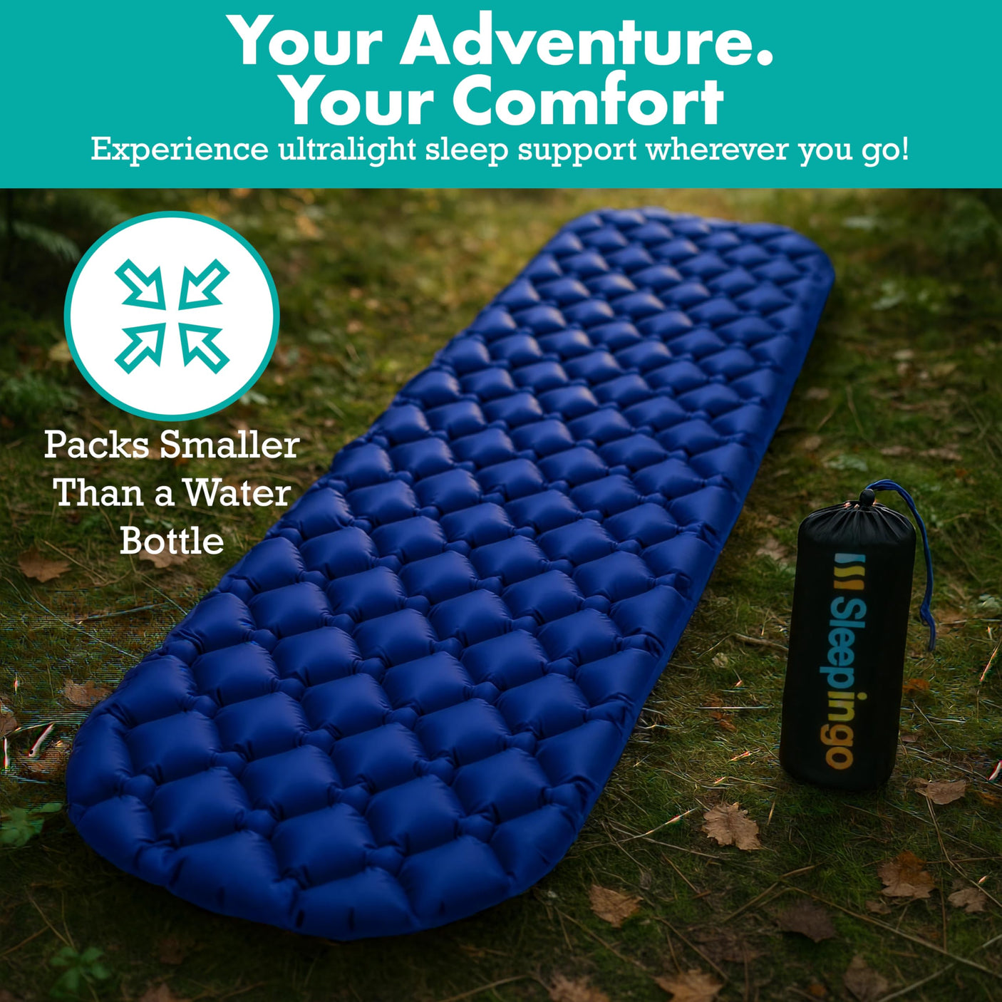 Ultralight Sleeping Mat - Inflatable & Compact Camping Air Mattress for Backpacking, Hiking