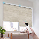 Motorized Smart Blind for Window with Remote Control, Automatic Blackout Roller Shade Customizable Size,with Valance Child Safety Rechargeable Battery Blinds (Full Blackout Black)