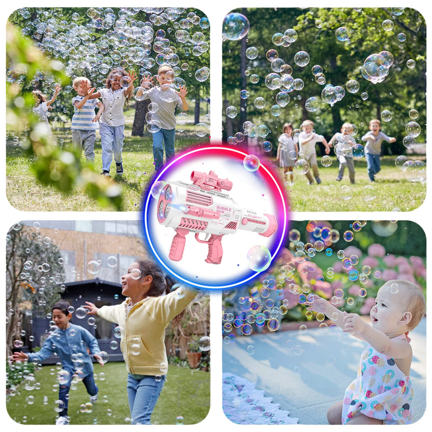 Automatic Gatling Bubble Gun,That Produces Thousands of Bubbles per Minute, Suitable for Children and Adults and Perfect for Indoor and Outdoor Birthday Parties for Girl Boy