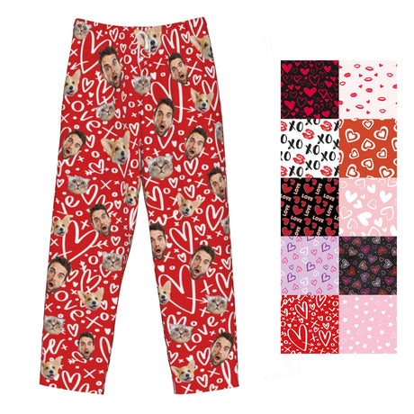 Custom Pajamas Pants Plaid Personalized Funny PJ Pant Design with Face Pajama for Men Women Dog Pet