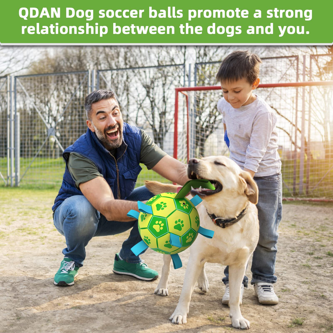 QDAN Premium Dog Toys Balls, Dog Soccer Ball with Straps, Dog Birthday Gifts, Herding Ball, Durable Balls for Small Medium Pet, Puppy Outdoor Toy, Pet Training Soccer Ball, World Cup Soccer (6 Inch)